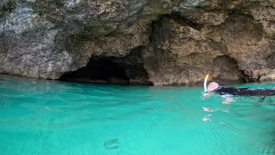 Ishigaki blue cave snorkeling at the entrance.