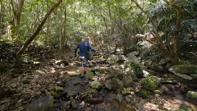 Man walking in the river