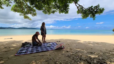 Picnic lunch on a hidden beach