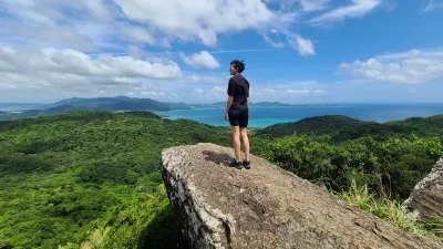 standing at the top of Yaburadake mountain trail